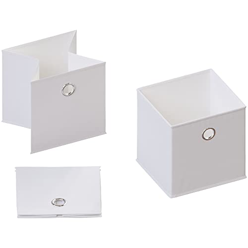 Vida Designs Durham Foldable Storage Cube Baskets Fabric Box With Metal Easy Access Handle Home Organiser (2 Pack, White) - Image 2