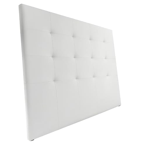 Acomoda Textil – Cabecero Tapizado para Cama Individual, Matrimonial o Queen. Cabezal Elegante, Acolchado y Resistente Ideal para Dormitorio Moderno y Fácil de Instalar (Liam Blanco,160x120x3 cm)