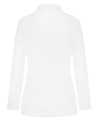 Womens Blazer Jacket Suit Notched Lapel Button Blazers Long Sleeve Tailored Jacket Coat Workwear(White 2XL)3