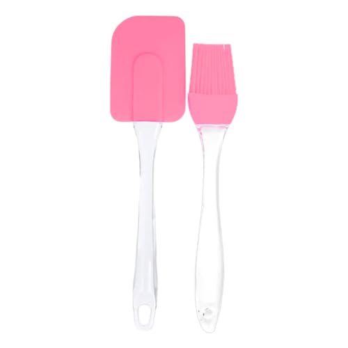 Listado de Brocha de cocina los más solicitados. 47 Duo espatula miserable brocha silicona cocina repostería, resistente al calor, diseño ergonómico, fácil de limpiar (Rosa)