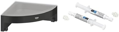 Grohe Start Cube - Eckduschkorb- Set (Material: Metall/Kunststoff, inkl. QuickGlue A2: Klebeset für zwei Klebepunkte, verdeckte Befestigung), matt schwarz, 411062430