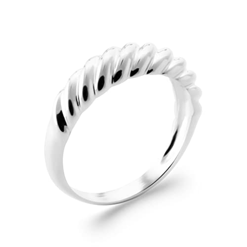 Bague anneau en argent 925 rhodié tresse pour femme Tata Gisèle