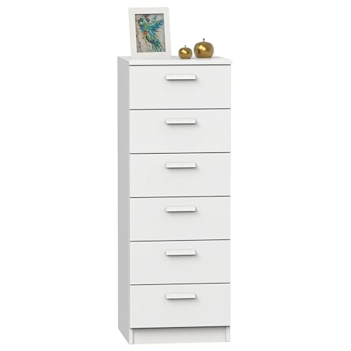 MUEBLES PITARCH | Sinfonier Cómoda 6 Cajones guías metálicas, Cajonera Dormitorios, Blanco, 110x40x40cm (Alto x Ancho x Fondo) con Tirador, Colección Tibet