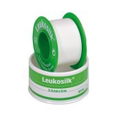 Leukosilk - Rotolo di cerotti da 5 m x 2,5 cm, confezione da 10