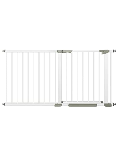Metal Baby Gate For Stairs, Extra Wide Child Safety Gate Extends Up To, Dog Gates For The House Doorways Hallways Indoor/Outdoor, Easy Fit Pet Gate,Pressure Mounted, White #TOP2