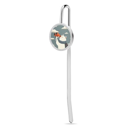 Stainless Steel Metal Bookmark with Engraved Edge, Wearing Orange Binoculars Print Elegant Design for Book Lovers Crystal Glass Bookmark