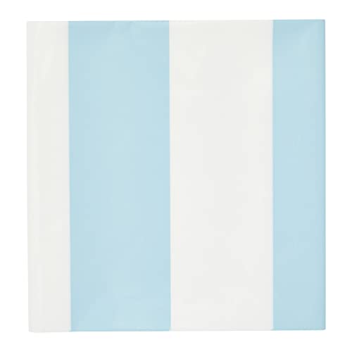 Image of BLUE PANDA Beach Table Cloth - 54 x 108 in, Light Blue & White, 3-Pack - Striped Plastic Tablecloth & Disposable Table Cover - Beach Party Decoration