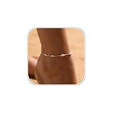 VIROMY Dainty Pearl Anklet for Women 14k Gold Plated Summer Beach Beaded Pearl Anklet Non Tarnish Waterproof Dainty Foot Chain
