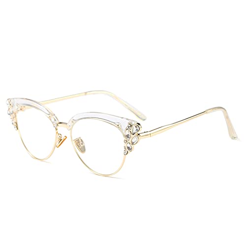 bullabulling Rhinestones Bling Bling Cateye Reading Glasses Women Blue Light Blocking (clear, 2.75)