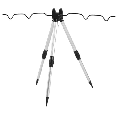 Support de Canne à Pêche, Porte Canne à Pêche, Trepied Stand Pliable en Alliage d'aluminium avec Crochet, Porte Télescopique pour équipement de Pêche en Plein Air
