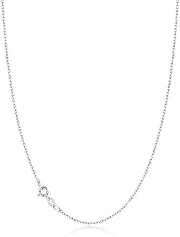 Jewlpire Solid 18k Gold Over 925 Sterling Silver Chain Necklace for Women Girls, 1mm Cable Chain Necklace Sturdy & Shiny Women's Chain Necklaces 14/16/17/18/20/22/24 Inch