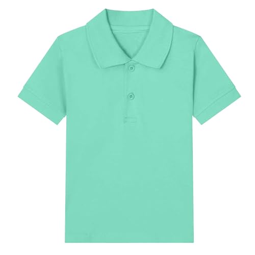 Boys Girls Polos Shirts Short Sleeve Cotton Soft Toddler Kids Summer Athletic School Uniform Blouse Classic Polos Tee Blusas para niñas Mint Green