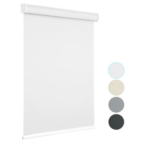 Changshade Roller Blinds Shades Blackout Cordless for Windows, Vinyl Fabric Roller Shades with Cassette Valance Room Darkening Light Blocking for Home Thermal Insulated, White,24W*72H,JZROL24WT72Z