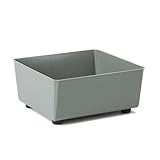 Quadratischer Pflanzkasten mit eleganten Füßen – Grüner Blumenkübel aus robustem Kunststoff 28,5 x 28,5 cm, 7,5L – Wetterfest & Pflegeleicht - für Innen & Außen, Graugrün