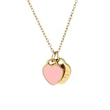 925 sterling Silver Double Heart Necklace - Two Heart Necklace with chain - 14K Yellow Gold Double Heart Pendant Necklace - Two Heart