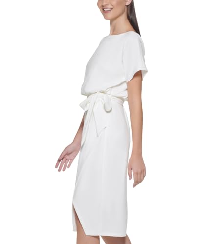 Image of Kensie Womens Short Sleeve Tie Waist Midi Dress