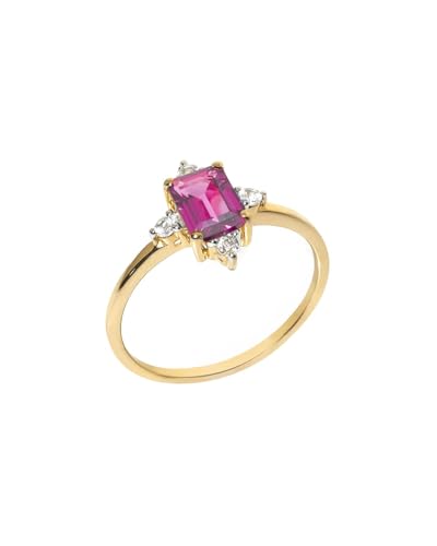 YoTreasure 1.57 Ct. Rhodolite Garnet & White Topaz 10K Yellow Gold Engagement Ring