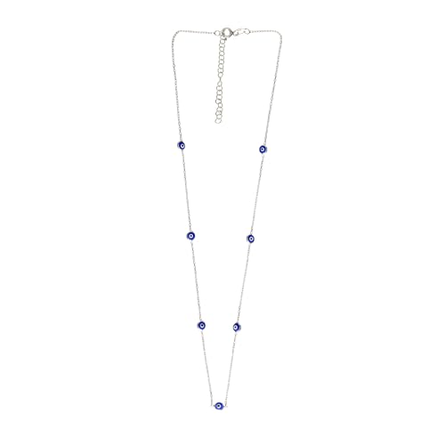 Blue Evil Eye Necklace - 925 Sterling Silver & Rhodium Plated Protection Charm with Zirconia & Enamel, Handcrafted in Turkey | Women-Owned Business | Greek Materials2