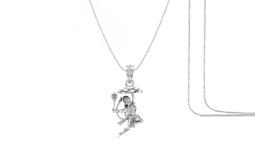 Pendentif Hanuman en argent pur contre le stress : chaîne corde 55,9 cm