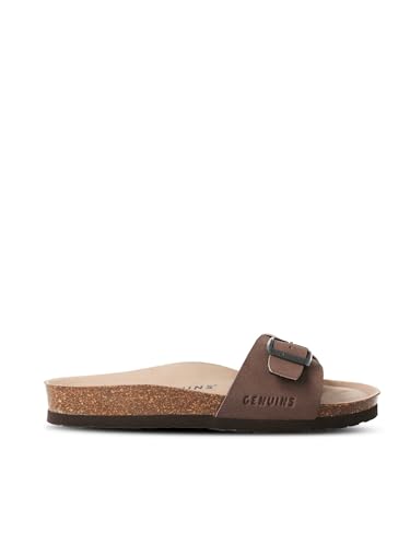 Genuïns Toronto Dark Mujer - Sandalias planas de vestir - Calzado Eco Extracómodo (Marrón Oscuro - 35)
