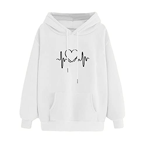 riou Sudadera Mujer con Capucha Sweatshirt Baratas Manga Larga Moda Tops Deportivos Tallas Grandes Blusa con Bolsillo Hoodie Abrigo Moda Originales Otoño e Invierno