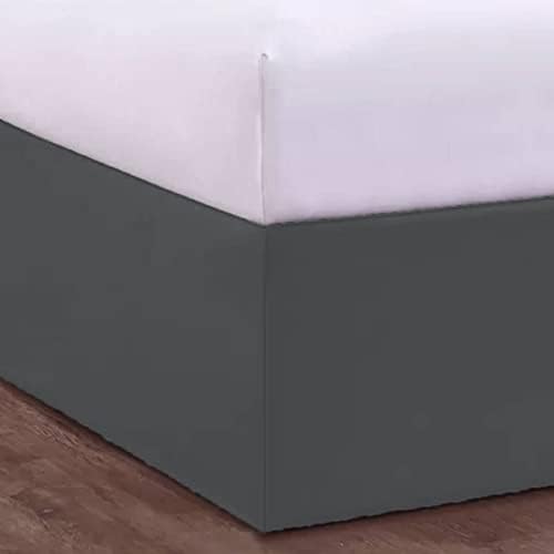 12"-22" Drop Length Wraparound Tailored Bed Skirt 100% Cotton Sateen Dark Grey,Full-20 Drop