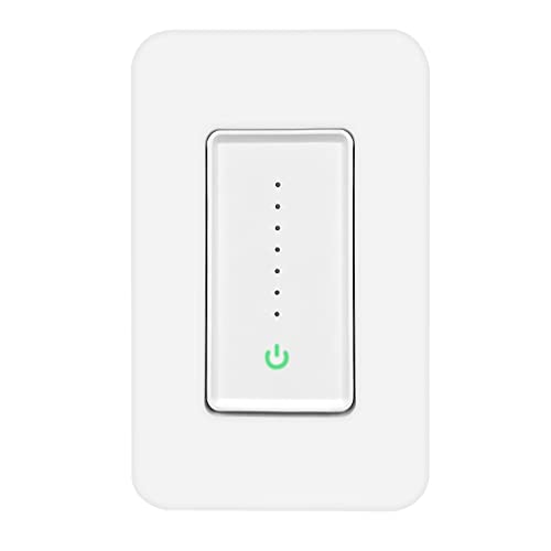Luvoni Smart Wifi Digital Dimmer Switch, 3-Way/Single Pole Electrical Light Switch W/Led Indicator Lights, Voice Control Compatible W/Alexa & Google Home, 250W, Screwless Wall Plate Incl, By Maxxima #TOP7