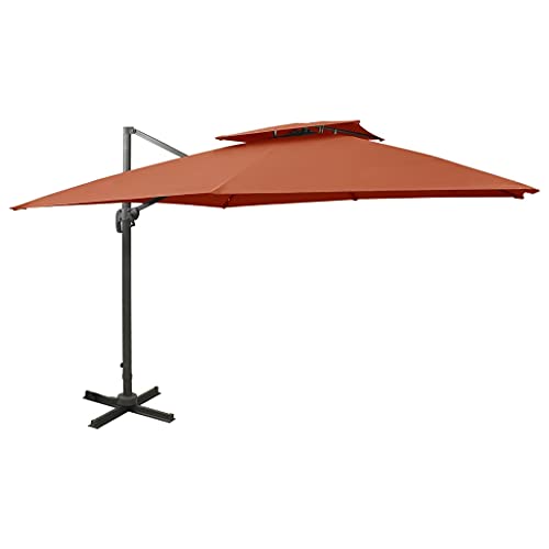 Parasol déporté carré 300x300 cm avec mât en aluminium blanc