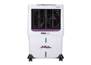 Iconic Smart Thunder 90L Air Cooler - White Pink; with 4-Way Air Deflection, 4500 cfm Air Delivery, and Castor Wheels