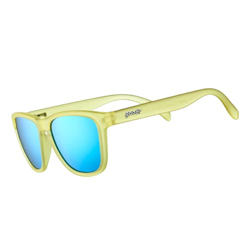goodr Swedish Meatball Hangover Polarized Sunglasses for Men & Women, Medium Sized (OG), Yellow Translucent Frames with Blue Mirrored Reflective Lens, UV400 Protection, No Slip, No Bounce