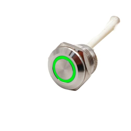 Bouton-poussoir 12mm étanche inox LED verte momentané 4 broches