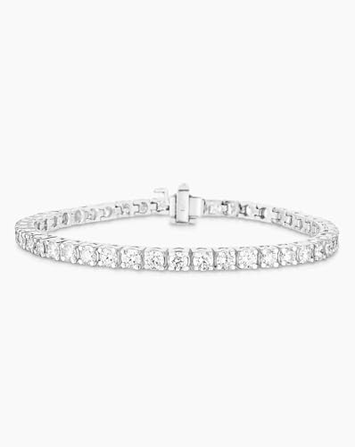 The Diamond Deal 1.00 to 16.00 Carat Round Lab-Grown Diamond 4-Prong Classic Tennis Bracelet 7 Inch in 14k Yellow, White or Rose Gold With Box Lock Closure
