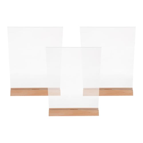 Porte-menu transparent avec base bois antidérapante et affichage double face