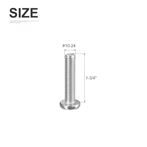 DTGN 3/8-16x1-3/4" Pan Head Machine Screws, 10Pcs 304 Stainless Steel, Phillips Drive, UNC Full Thread, Bright Finish, Screws Bolts Kit - Image 2