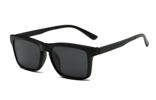 Image of 5-in-1 Magnetic Clip-on Sunglasses Set with Black Frame, Multiple Lens Colors