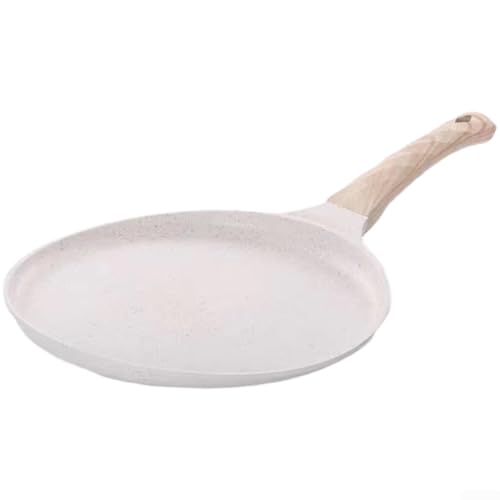 Sartén antiadherente a base de aluminio para hacer panqueques para crepes huevos de carne para desayuno diario cocinar en cualquier estufa (blanco 20 cm)