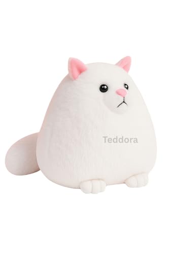 Image of Percian Cat Soft Toy for Girls Boys Kids,White,Cat Animal Plush Stuffed Baby Teddy Gift Birthday, 30 cm