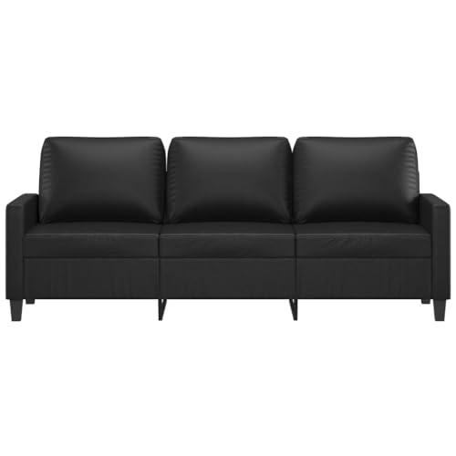 Willood 3 Sitzer Sofa Modern Couch Gästesofa fürs Wohnzimmer Schlafzimmer Gästezimmer Schwarz 180 cm Kunstleder