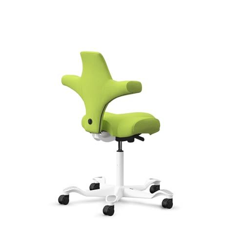 Image of HAG Capisco Sit to Stand Chair-White Frame-Upholstered Bright Green