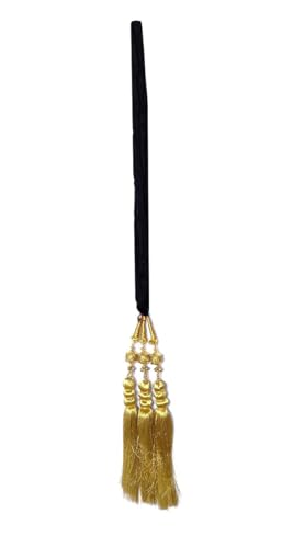VTN Women's Patiala Shahi Paranda/Parandi Traditional Hair Accessory Braid Tassles/Hair Extension/Choti (Black with Golden Color Hangings)