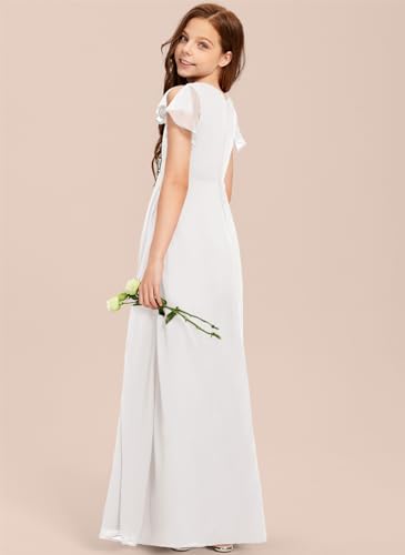 A-line Scoop Floor-Length Chiffon Junior Bridesmaid Dress with Rhinestone Flower Girl Dress for Teen Girls Wedding2