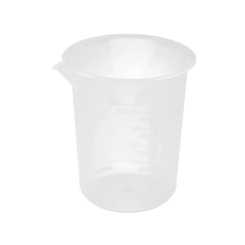 YOKIVE 1 Pcs Plastic Beaker, Laboratory Use | Liquid Measuring Cup, Great for Lab, Kitchen, Daily Use (Clear White, 600ML)