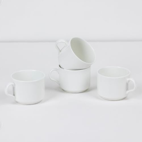 Image of GOLDEN QUEEN'S Microwave Safe Coffee & Tea Cups - Set of 6 | Perfect for Daily Use | 200 ml - Cube White Cups
