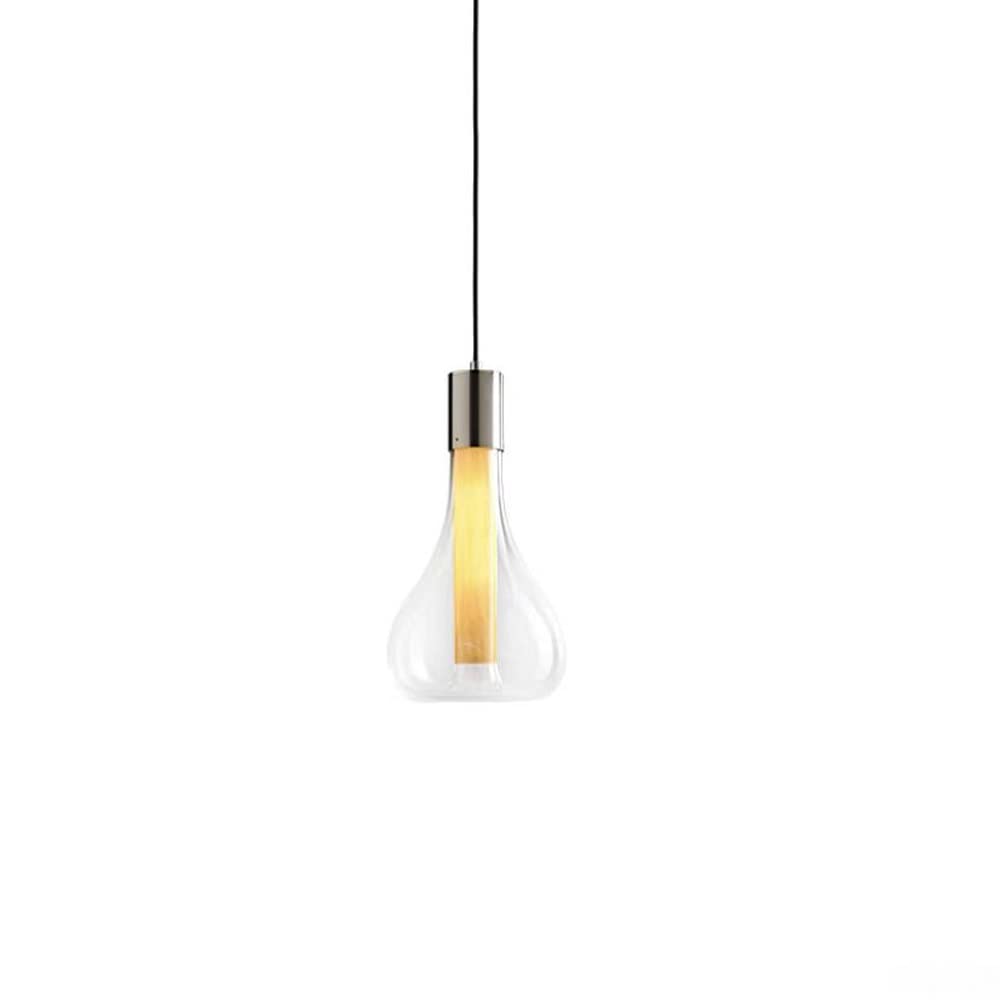 Lampadario Moderno Minimalista a Testa Singola E27 con Paralume in Vetro ad Alta Trasmissione Luminosa, Illuminazione a Sospensione a Forma di Bottiglia, Decorazione Personalizzata, lampadario PE