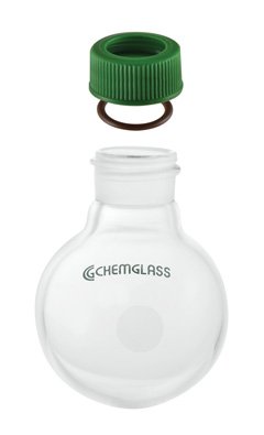 Chemglass MW-58-03 Series MW-58 Minimum-Ware Round Bottom Flask, Single Neck RBF, 14/10 Threaded Outer Joint, 25 mL