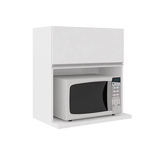Armário Aéreo Com 1 porta Com Nicho Para Microondas Evidence Branco Poliman Móveis