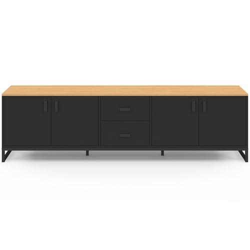 Meuble TV 180 cm WASHINGTON 4 portes et 2 tiroirs bois et - vue 4