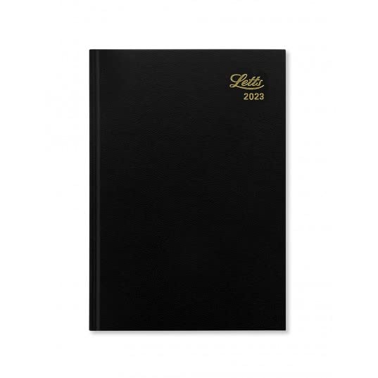 LETTSof London C10XBK Standard - Daily Planner, Day Per Page, Perfect Binding, Black 8 1/4'' x 5 7/8'' - A5 Hardcover (C10XBK-23)