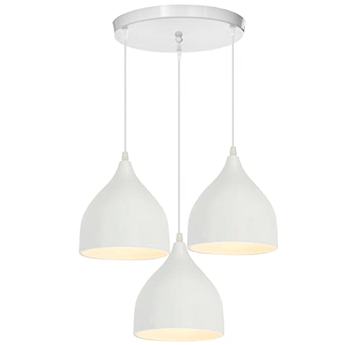 WOTTES Ensemble de 3 suspension luminaire,E27 lustres style moderne,lustre cuisine convient pour chambre, couloir, cuisine et terrain commercial,Longueur réglable