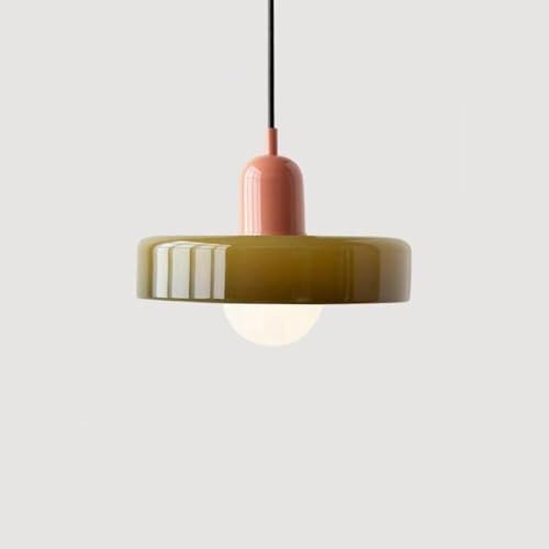 Farmhouse Green Glass Pendant Light for Sloped Ceilings - Nordic